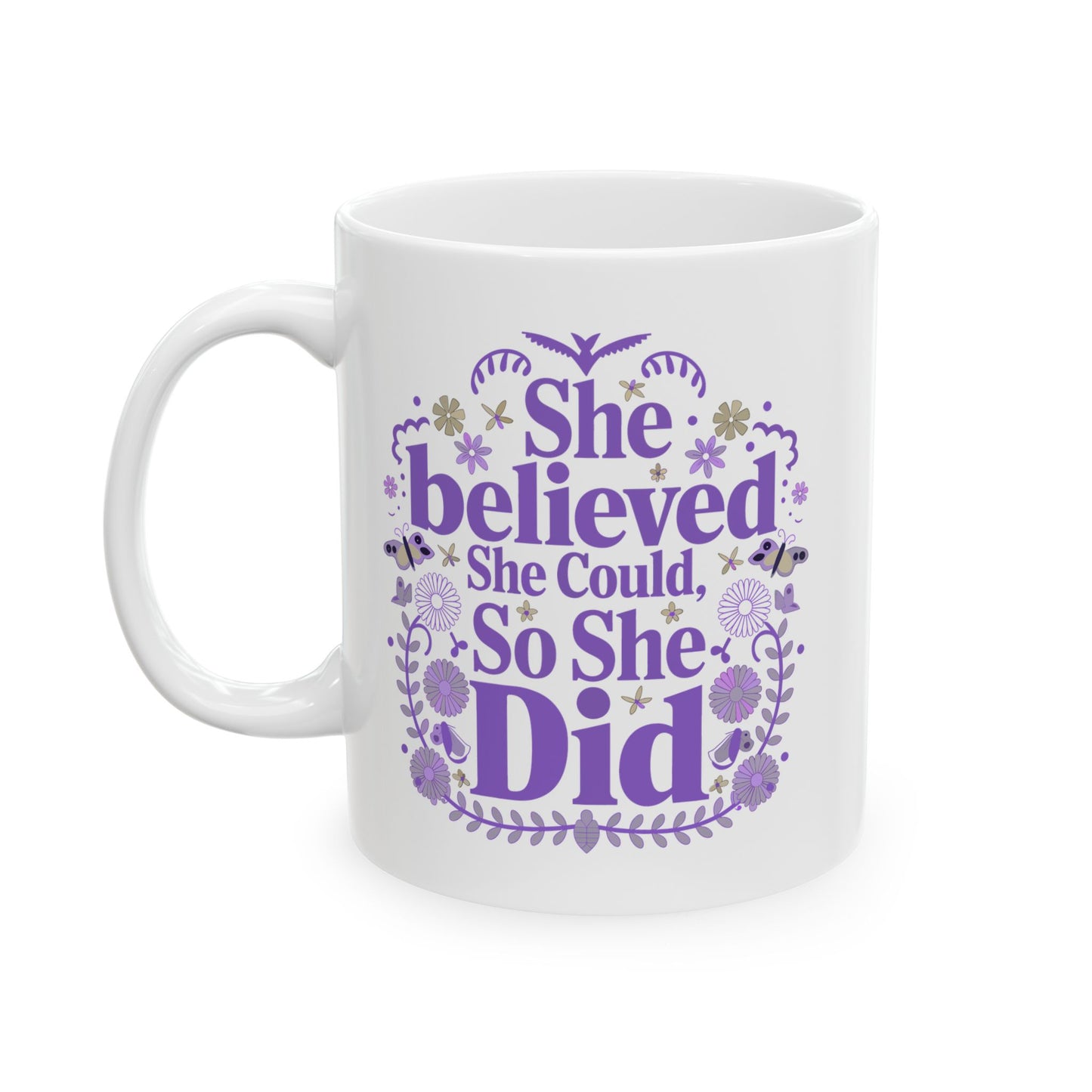 She Believed Personalized Mug, Purple
