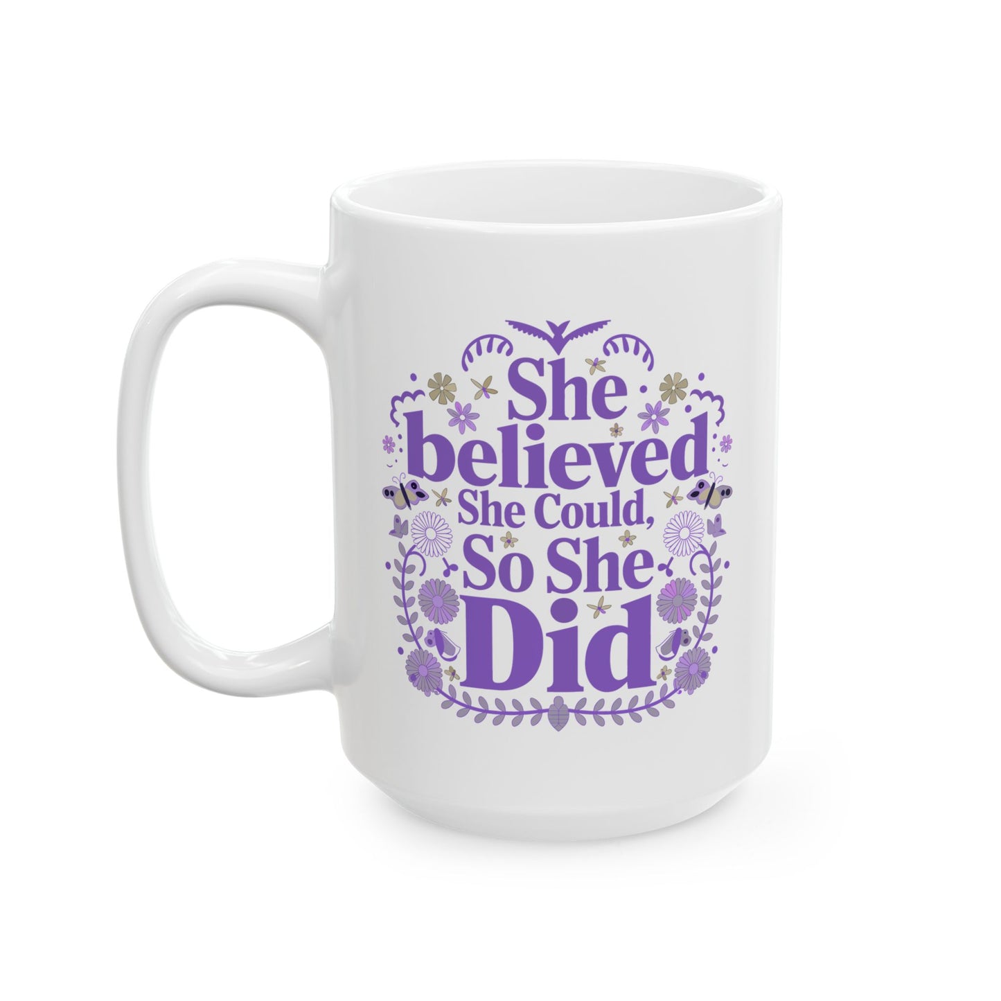 She Believed Personalized Mug, Purple