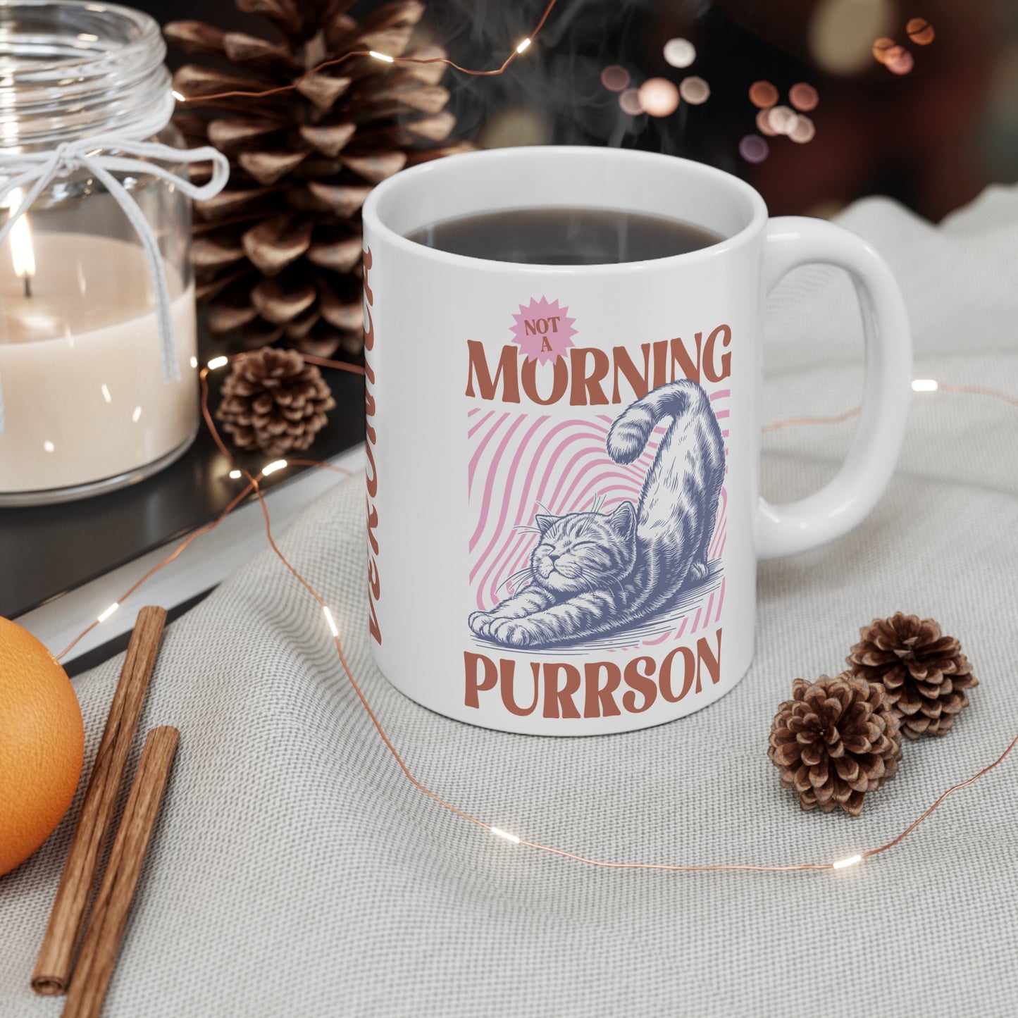 Personalized Not a Morning Person Cat Mug 11oz